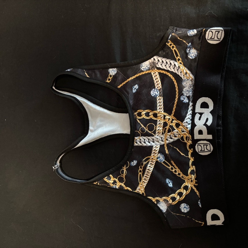 PSD Black and Gold Chain Pattern Bra